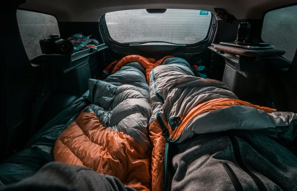 car camping in an air mattress